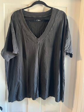 Aerie oversize distressed v neck t shirt